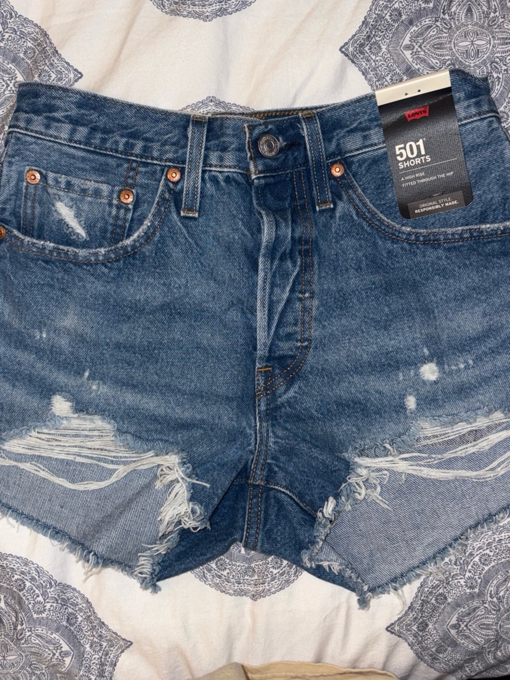 Levi's 501 Women's Distressed Denim Shorts - Dark Blue